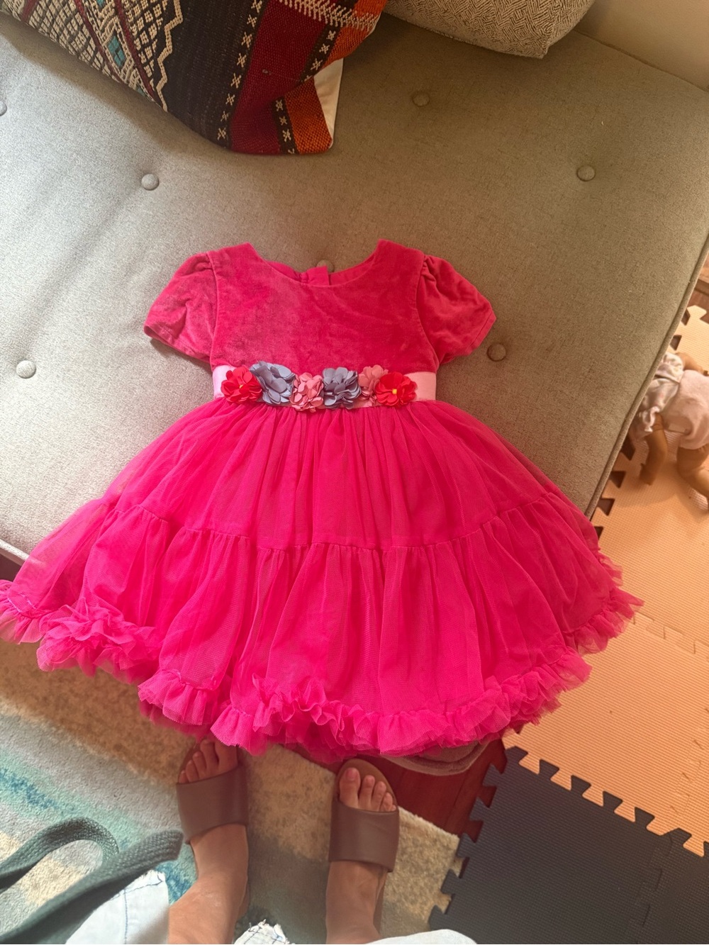 Gorgeous Mini Boden Hot Pink Floral Belt Tulle Party Dress
